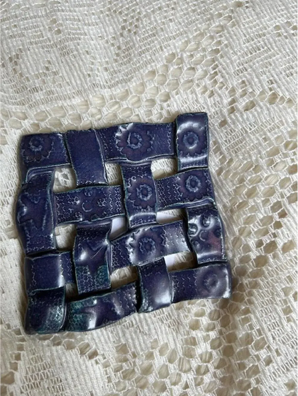 Handmade Ceramic Woven Square Trivet